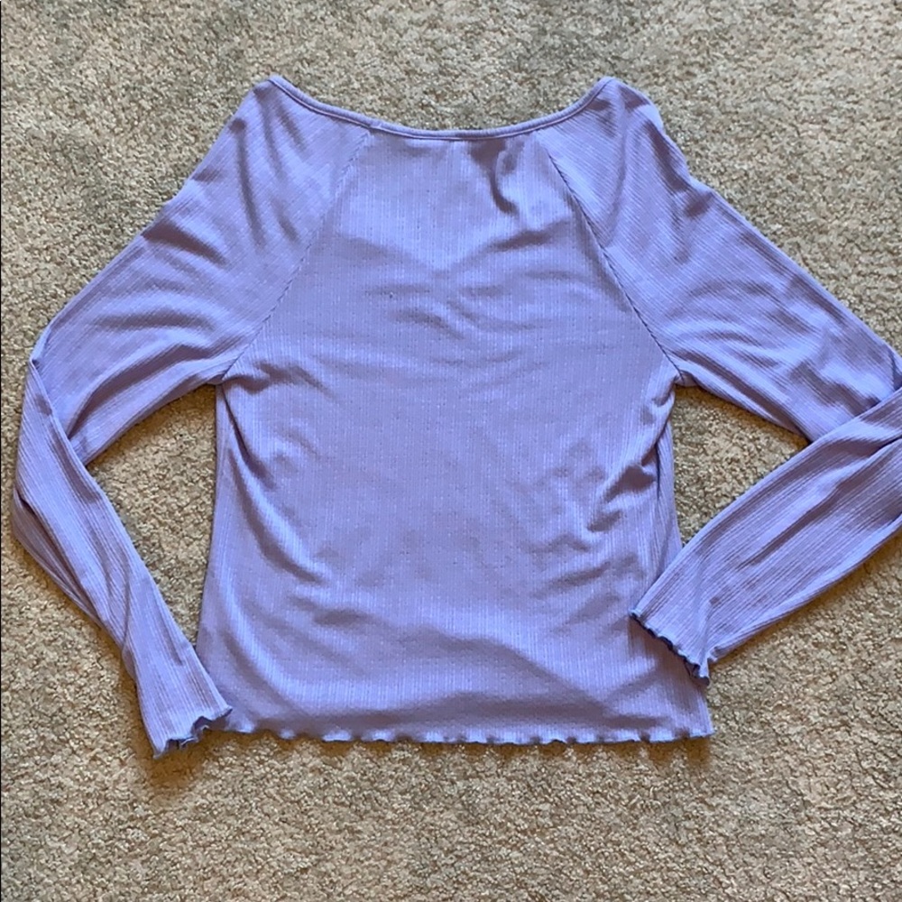 Light Blue Long Sleeve Rouched Top - Picture 2 of 4